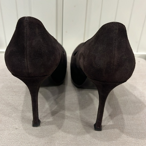 Yves Saint Laurent Tribute Brown Suede Pumps Stiletto Heels size 38 - Picture 5 of 12